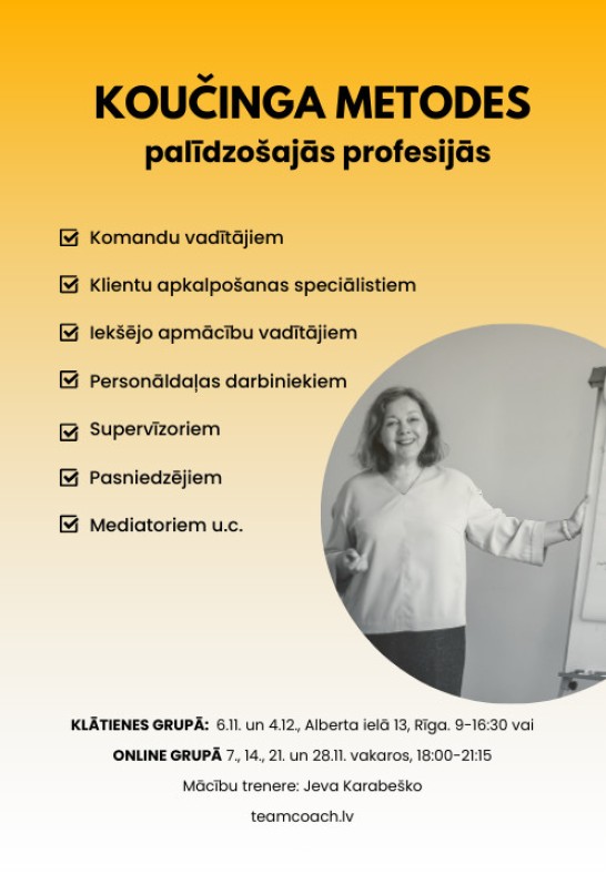 Koučinga metodes palīdzošajās profesijās