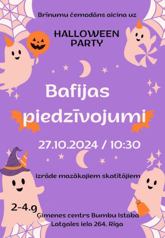 Halloween Party Bafijas piedzīvojumi 2-4 g.v. bērniem